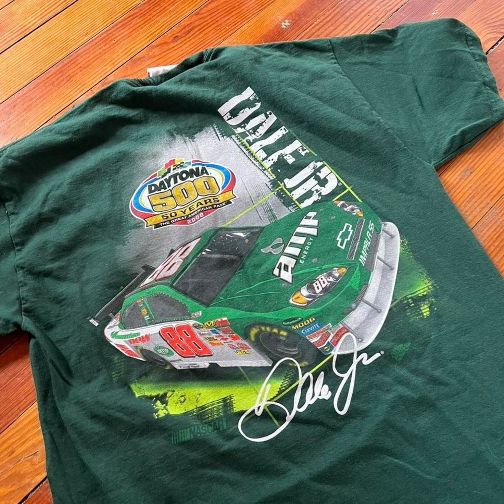 Y2K 2000s Dale Earnhardt Jr Daytona 500 green shirt size M